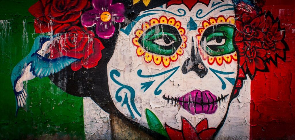 red and yellow flower on wall